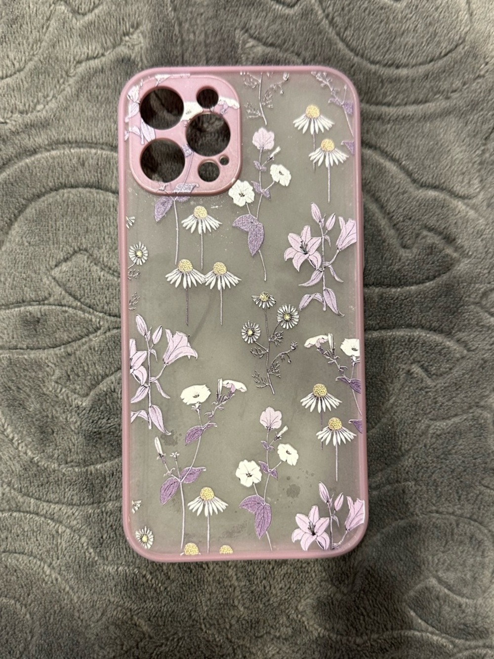Shein iPhone 12 Pro Max Purple Floral Clear Cell Phone Case Daisies Flowers